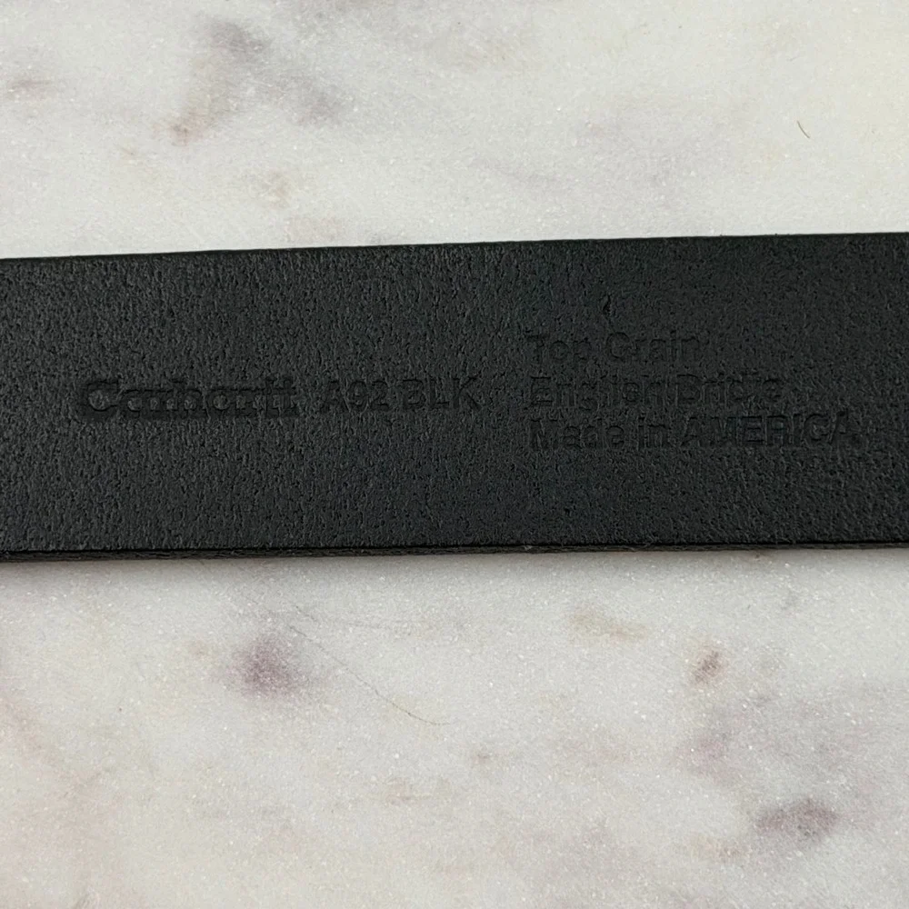 Carhartt Men A92 BLK Black Top Grain English Bridle Leather Belt Made in USA 42